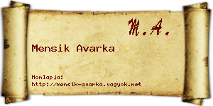 Mensik Avarka névjegykártya